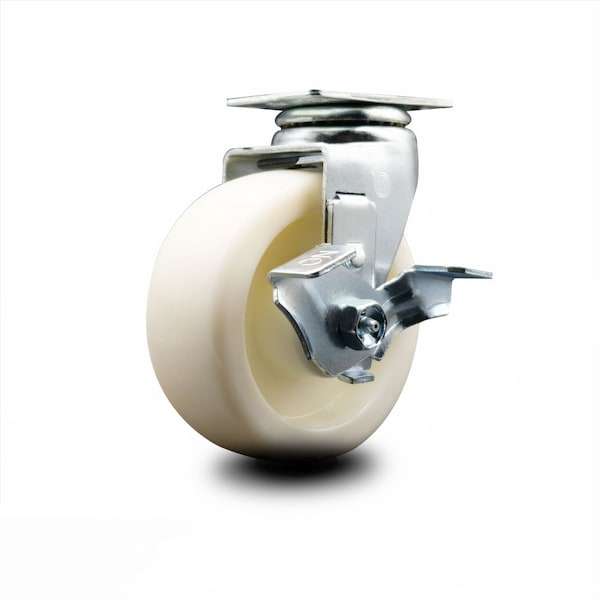 5 Inch Nylon Swivel Caster with Roller Bearing and Brake SCC